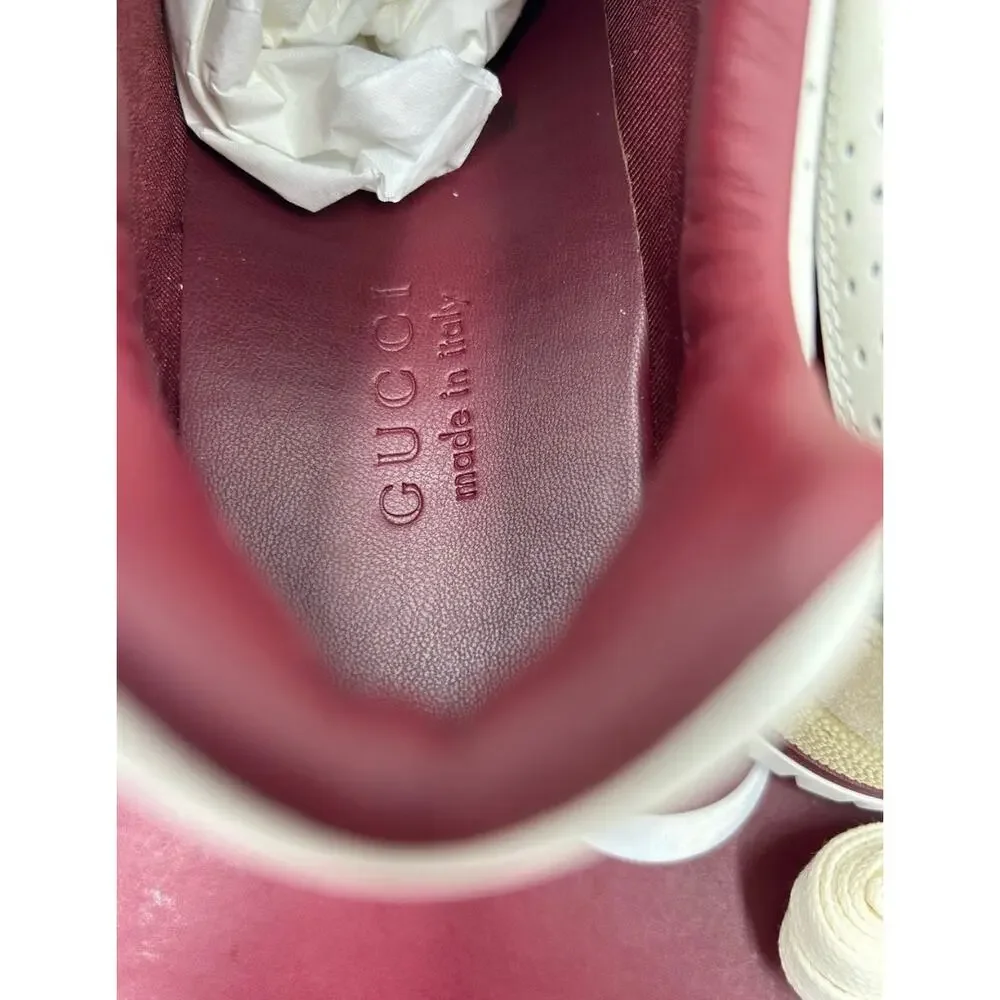 Men's Gucci re-Web leather sneakers with red accents size 10 fits 10.5 US